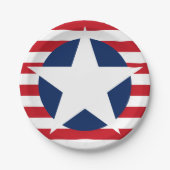 Amerikaanse vlaggenster en strepen patriottisch papieren bordje (Voorkant)