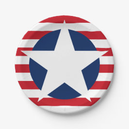 Amerikaanse vlaggenster en strepen patriottisch papieren bordje