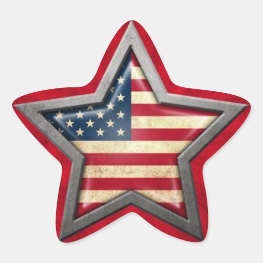 Amerikaanse vlaggenster met lichtstralen ster sticker (Voorkant)