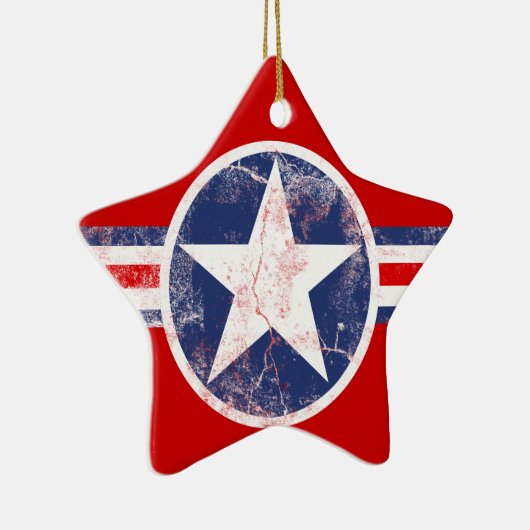 Amerikaanse vlaggenster rood, wit en blauw Ornamen Keramisch Ornament (Rechts)