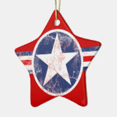 Amerikaanse vlaggenster rood, wit en blauw Ornamen Keramisch Ornament (Links)