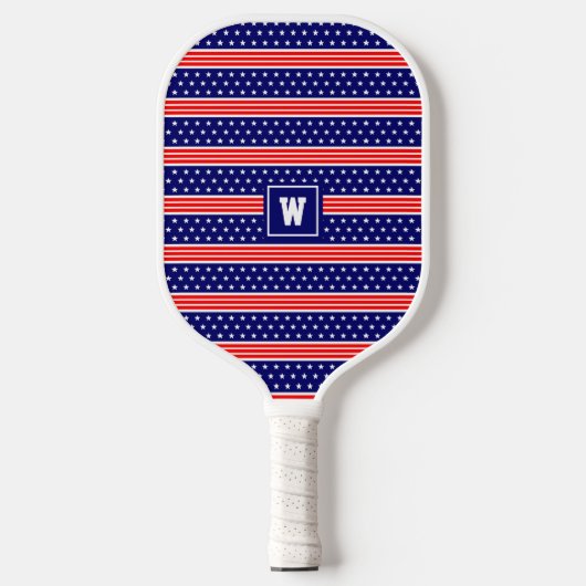 Amerikaanse vlaggensterren & strepen monogrammed I Pickleball Paddle (Voorkant)