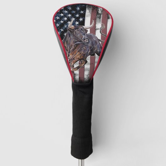 Amerikaanse Vlaggenstier Golfheadcover (Voorkant)