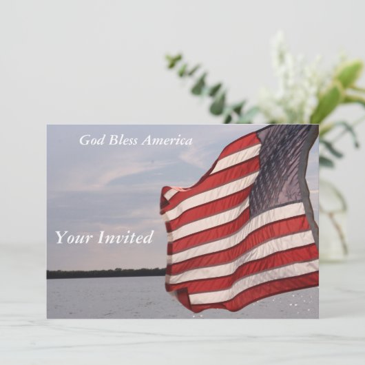 Amerikaanse vlaggenuitnodiging kaart (Staand voorkant)