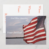 Amerikaanse vlaggenuitnodiging kaart (Voorkant / Achterkant)