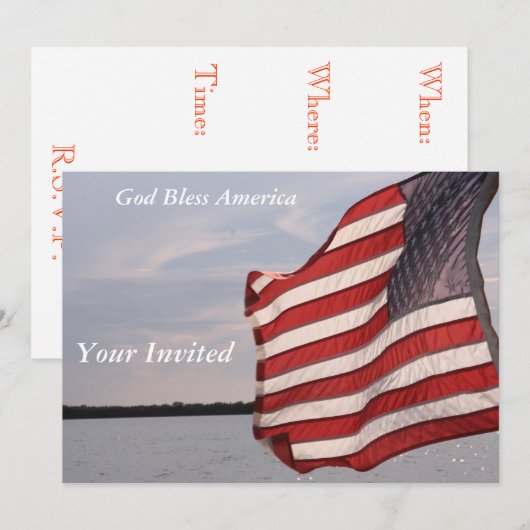 Amerikaanse vlaggenuitnodiging kaart (Voorkant / Achterkant)