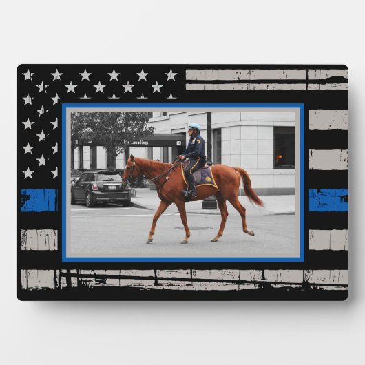 Amerikaanse vlaggepolitie Thin Blue Line Fotoplaat (voorkant)