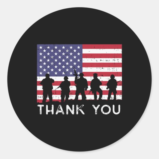 Amerikaanse vlaggeSoldaten Dank u Memorial Day P Ronde Sticker (Voorkant)