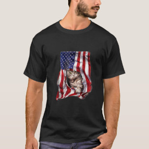 Amerikaanse vlaggestaat Kat Kitten Funny 4 juli T-shirt
