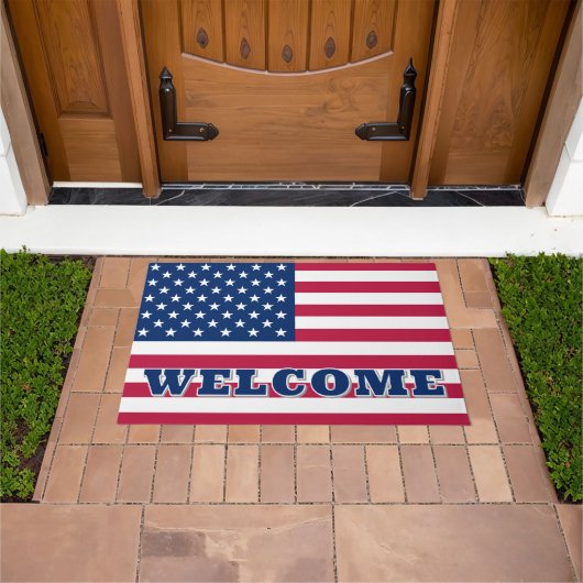 Amerikaanse vlaggestaren en -staven deurmat (Buiten)