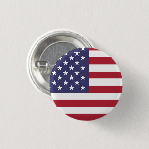 Amerikaanse vlaggestaren en -staven ronde button 3,2 cm