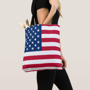 Amerikaanse vlaggestaren en -staven tote bag