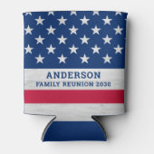 Amerikaanse vlaggestaren stripes patriottische fam blikjeskoeler (Voorkant)