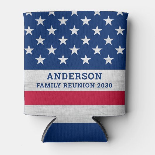 Amerikaanse vlaggestaren stripes patriottische fam blikjeskoeler (Voorkant)