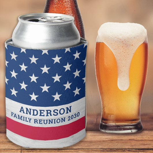 Amerikaanse vlaggestaren stripes patriottische fam blikjeskoeler