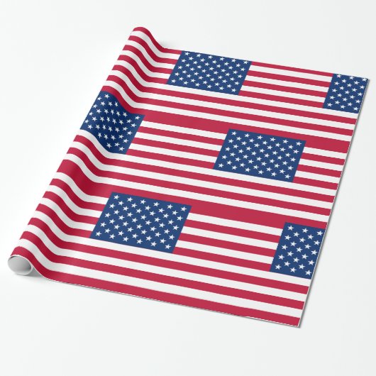 Amerikaanse vlaggestars en stripes cadeaupapier (Uitgerold)