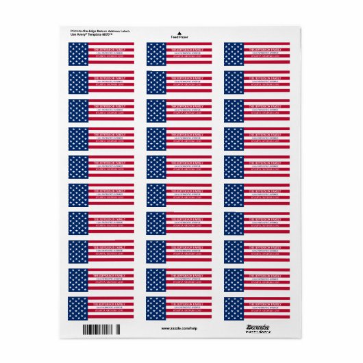Amerikaanse vlaggestars en stripes etiket (Full Sheet)