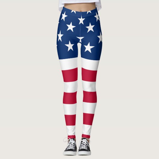 Amerikaanse vlaggestars en stripes leggings (Voorkant)
