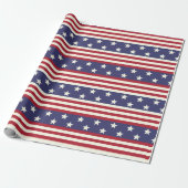 Amerikaanse vlaggestars en Stripes USA Patriotic Cadeaupapier (Uitgerold)