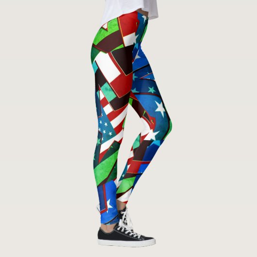 Amerikaanse vlaggestars Greenleaf Abstracte Leggin Leggings (Rechts)