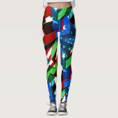 Amerikaanse vlaggestars Greenleaf Abstracte Leggin Leggings (Voorkant)