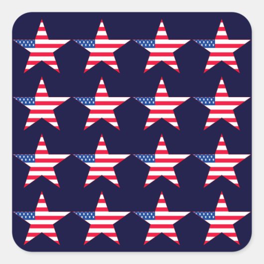Amerikaanse vlaggestars vierkante sticker (Voorkant)