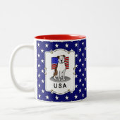 Amerikaanse vlaggesteente (lt brindle white 3) tweekleurige koffiemok (Links)