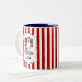 Amerikaanse vlaggesteente (lt brindle white 3) tweekleurige koffiemok (Voorkant links)