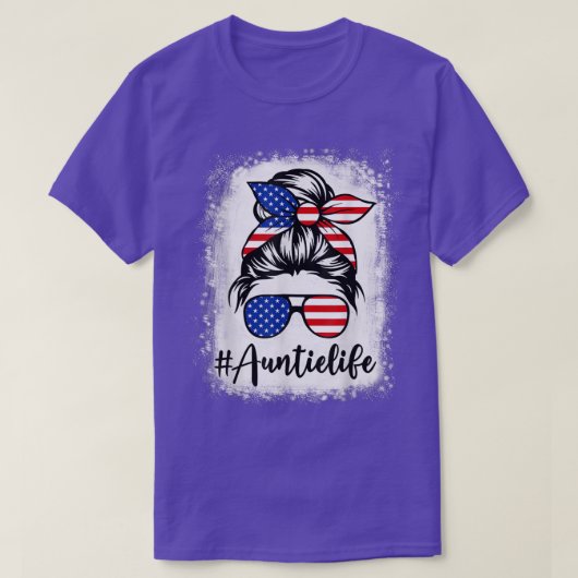 Amerikaanse vlaggetje Auntie Life Bleekte moeders T-shirt (Design voorkant)