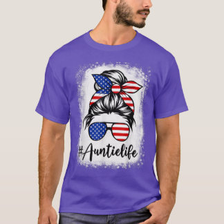Amerikaanse vlaggetje Auntie Life Bleekte moeders  T-shirt