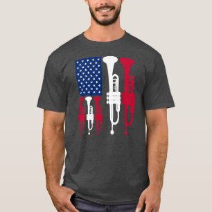 Amerikaanse vlaggettrompetspeler Funny 4th of T-shirt