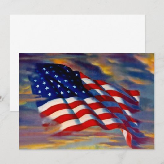 Amerikaanse vlaggolven wolken blanco uitnodigingen (Voorkant / Achterkant)