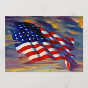 Amerikaanse vlaggolven wolken blanco uitnodigingen