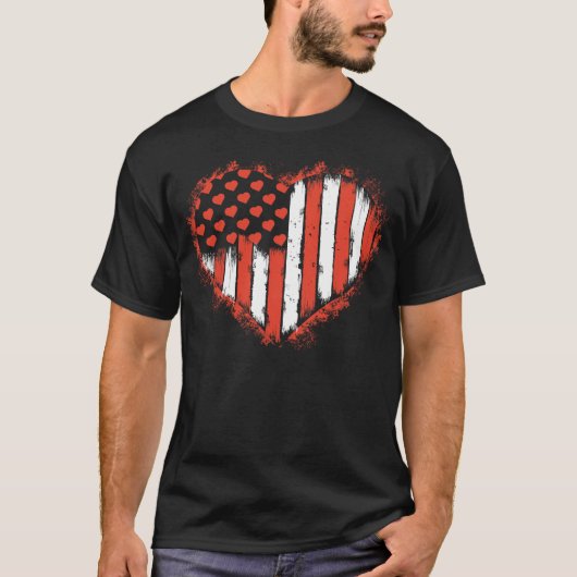 Amerikaanse vlagharten T-shirt (Voorkant)