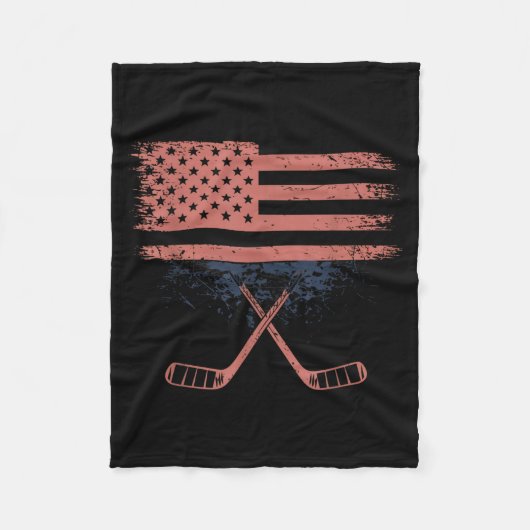 Amerikaanse Vlaghockey Fleece Deken (Voorkant)