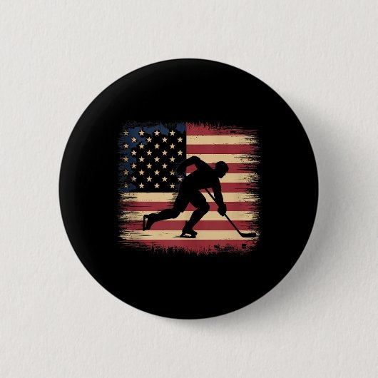Amerikaanse Vlaghockey Ronde Button 5,7 Cm (Voorkant)