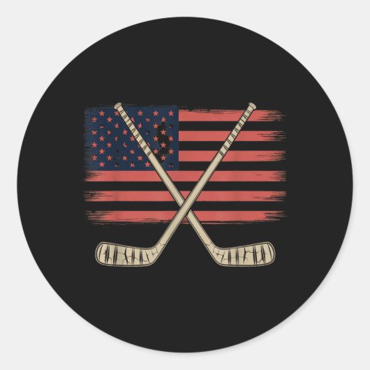 Amerikaanse Vlaghockey Ronde Sticker (Voorkant)