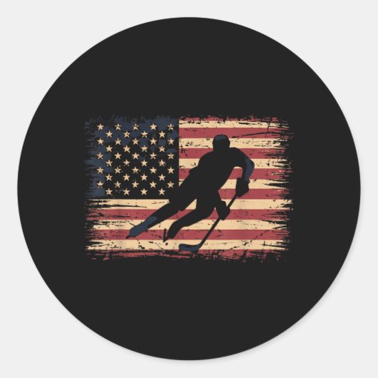 Amerikaanse Vlaghockey Ronde Sticker (Voorkant)