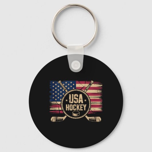 Amerikaanse Vlaghockey Sleutelhanger (Voorkant)