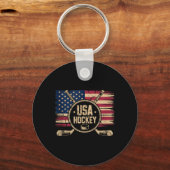 Amerikaanse Vlaghockey Sleutelhanger (Voorkant)