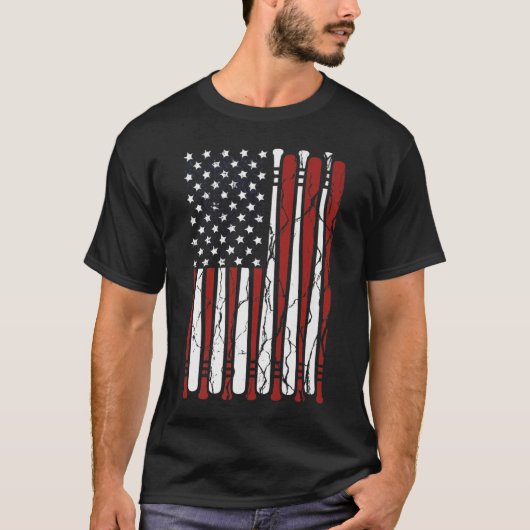  - amerikaanse vlaghonkbal op 4 juli t-shirt (Voorkant)