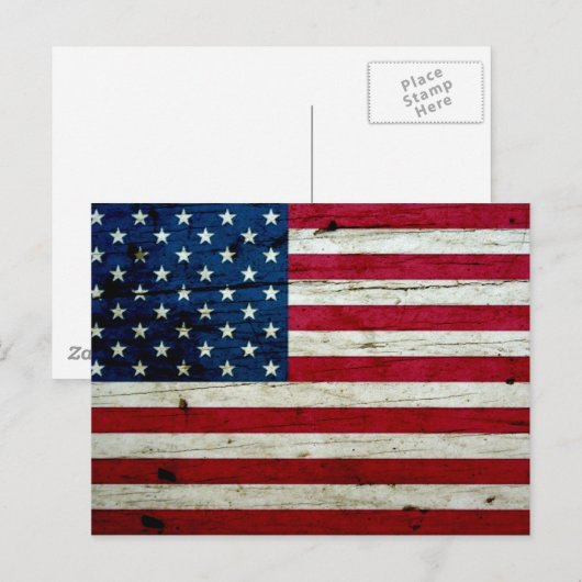 Amerikaanse vlaghout Rustiek, met kool-nood Briefkaart (Voorkant / Achterkant)