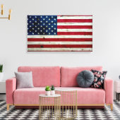 Amerikaanse vlaghout Rustiek, met kool-nood Canvas Afdruk (Insitu (Woonkamer))