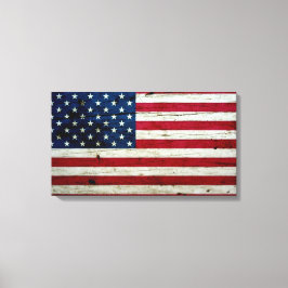 Amerikaanse vlaghout Rustiek, met kool-nood Canvas Afdruk