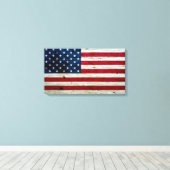 Amerikaanse vlaghout Rustiek, met kool-nood Canvas Afdruk (Insitu (Houten vloer))