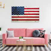 Amerikaanse vlaghout Rustiek, met kool-nood Canvas Afdruk (Insitu (Woonkamer))