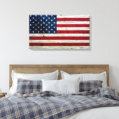 Amerikaanse vlaghout Rustiek, met kool-nood Canvas Afdruk (Insitu (Slaapkamer))