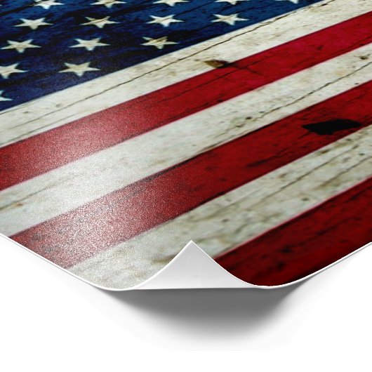 Amerikaanse vlaghout Rustiek, met kool-nood Foto Afdruk (Hoek)