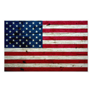 Amerikaanse vlaghout Rustiek, met kool-nood Foto Afdruk