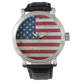 Amerikaanse vlaghout Rustiek, met kool-nood Horloge